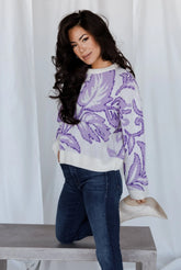 Livy Knit Sweater | Lilac Print